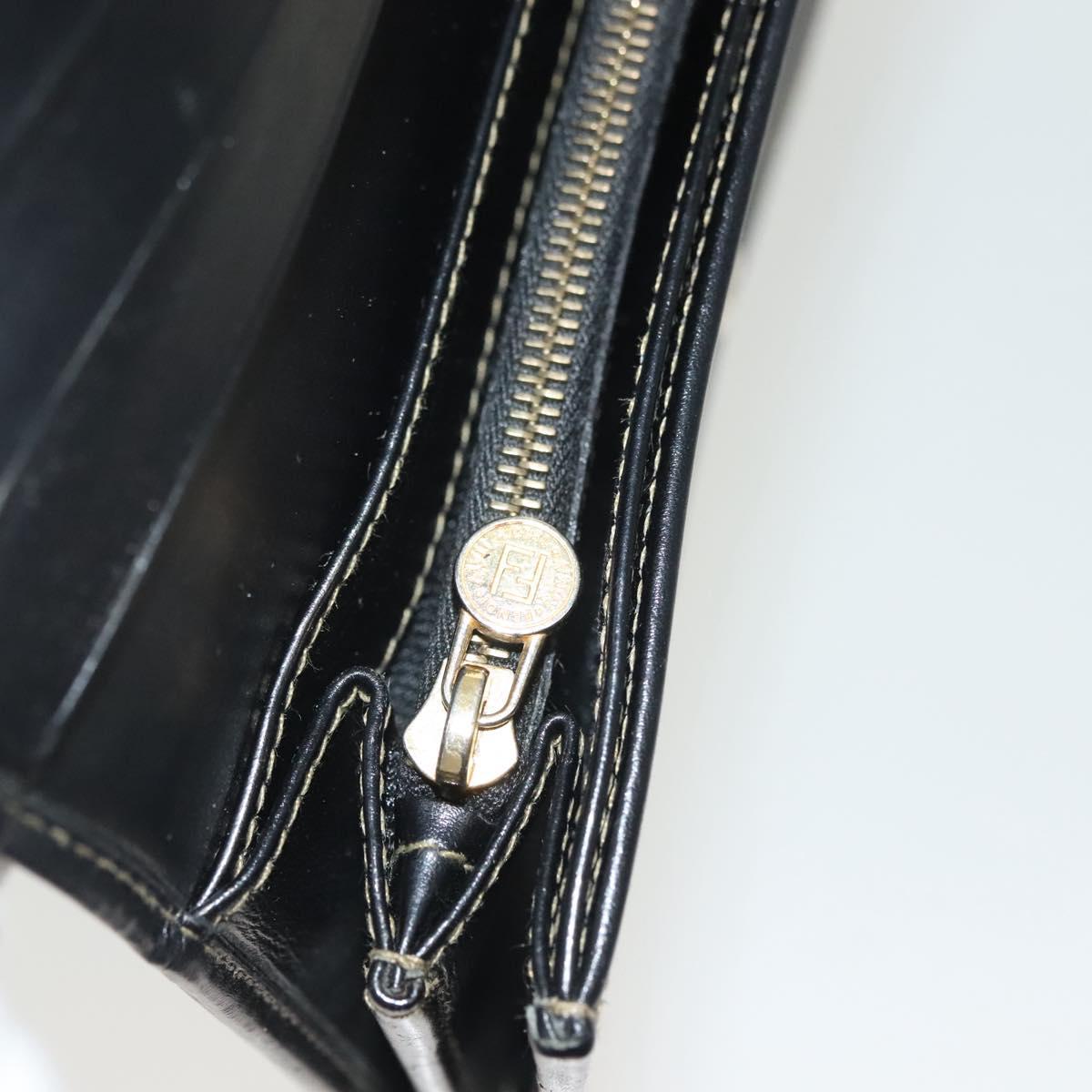 FENDI Pecan Canvas Long Wallet Black Brown Black Brown Auth sw1429
