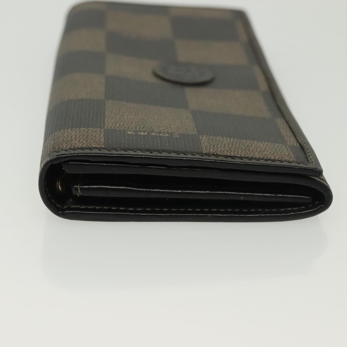 FENDI Pecan Canvas Long Wallet Black Brown Black Brown Auth sw1429
