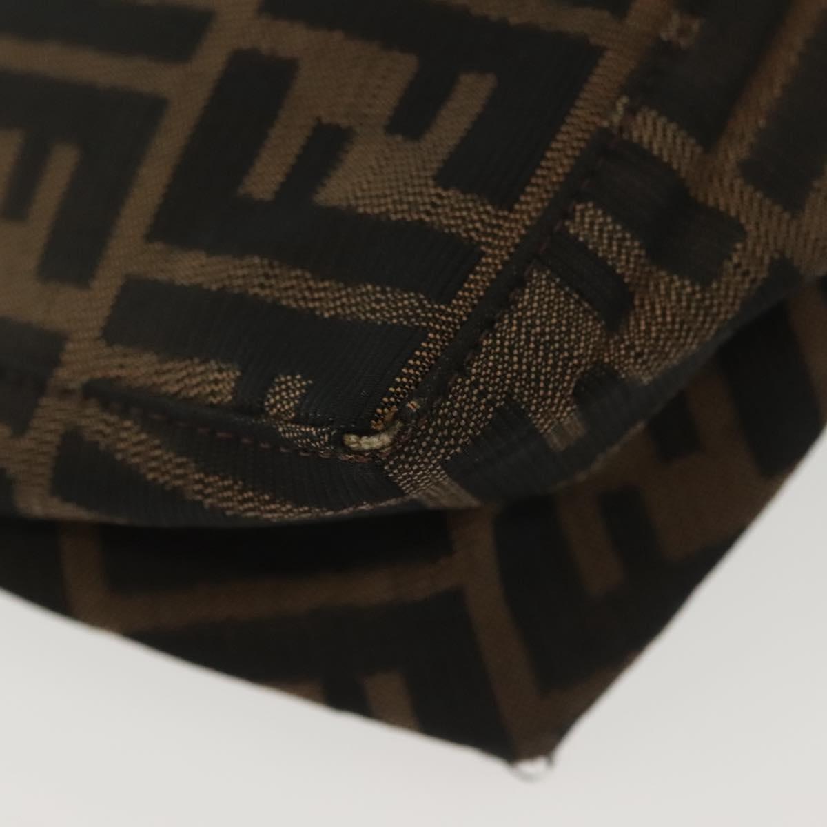 FENDI Zucca Canvas Pouch Black Brown Auth sw1438