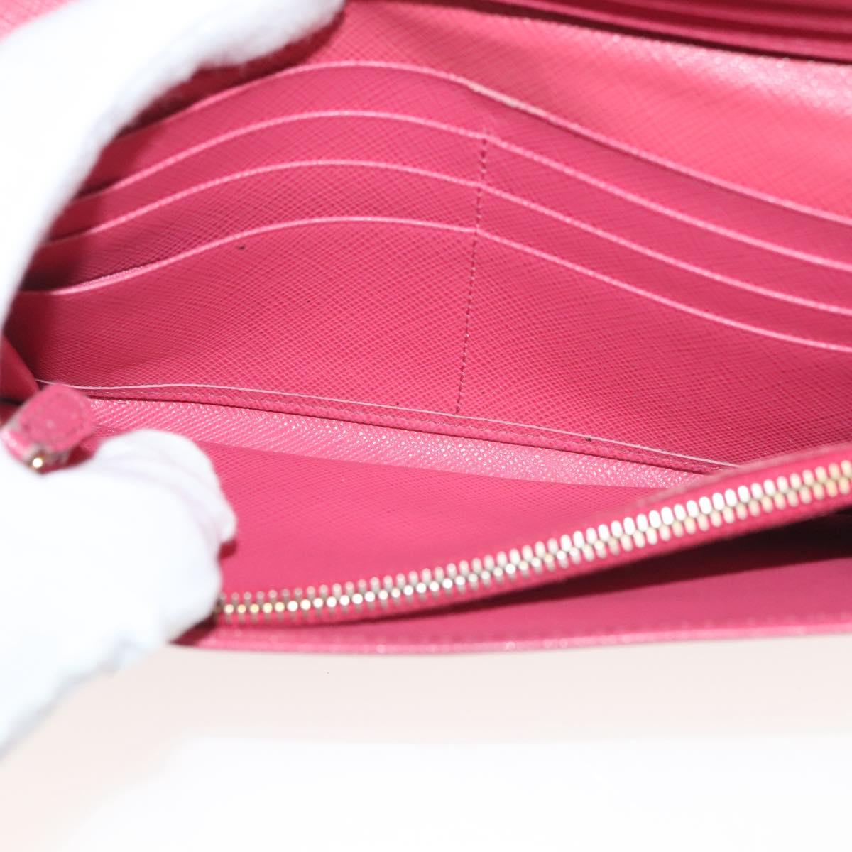 PRADA Long Wallet Safiano leather Pink Gold Auth sw1442
