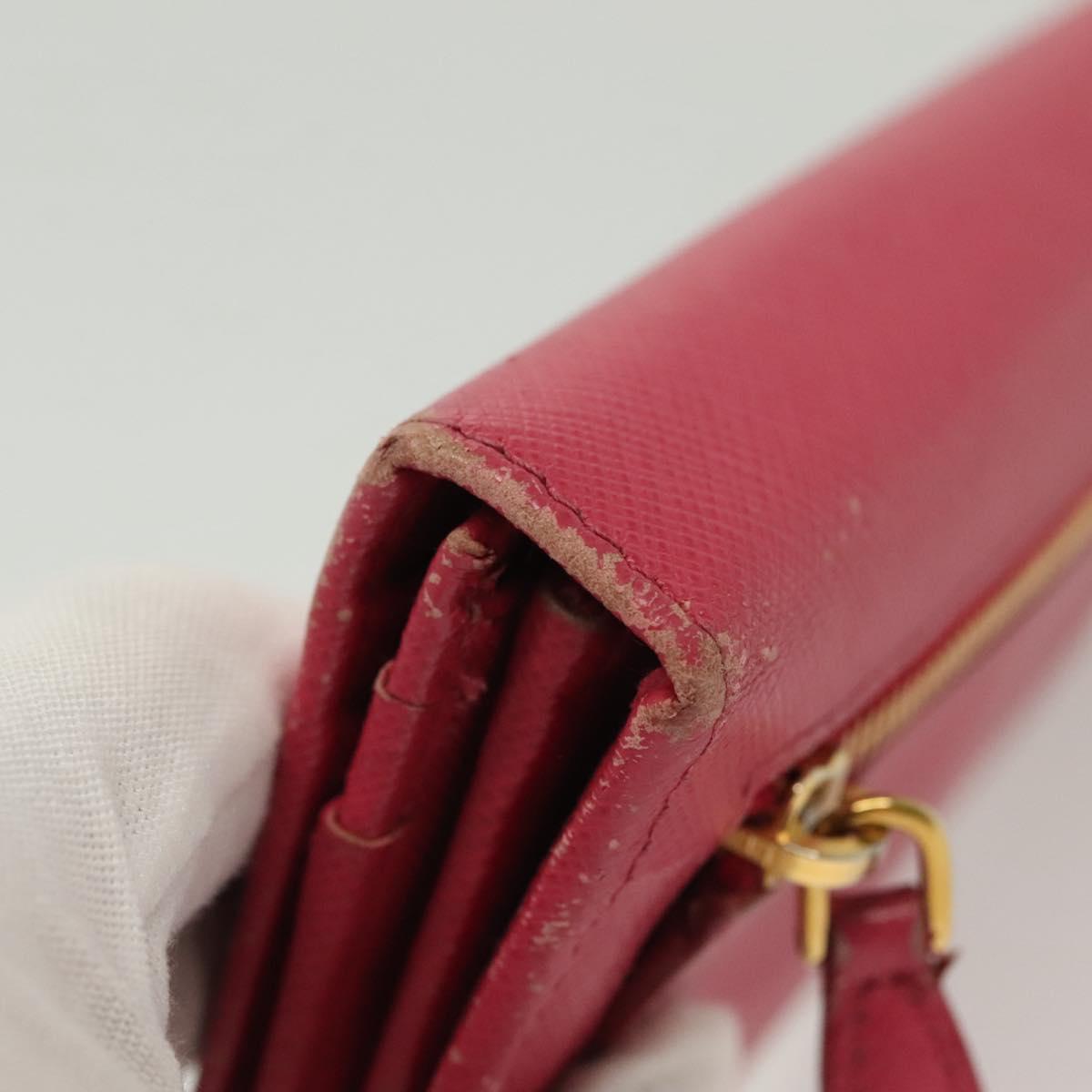 PRADA Long Wallet Safiano leather Pink Gold Auth sw1442