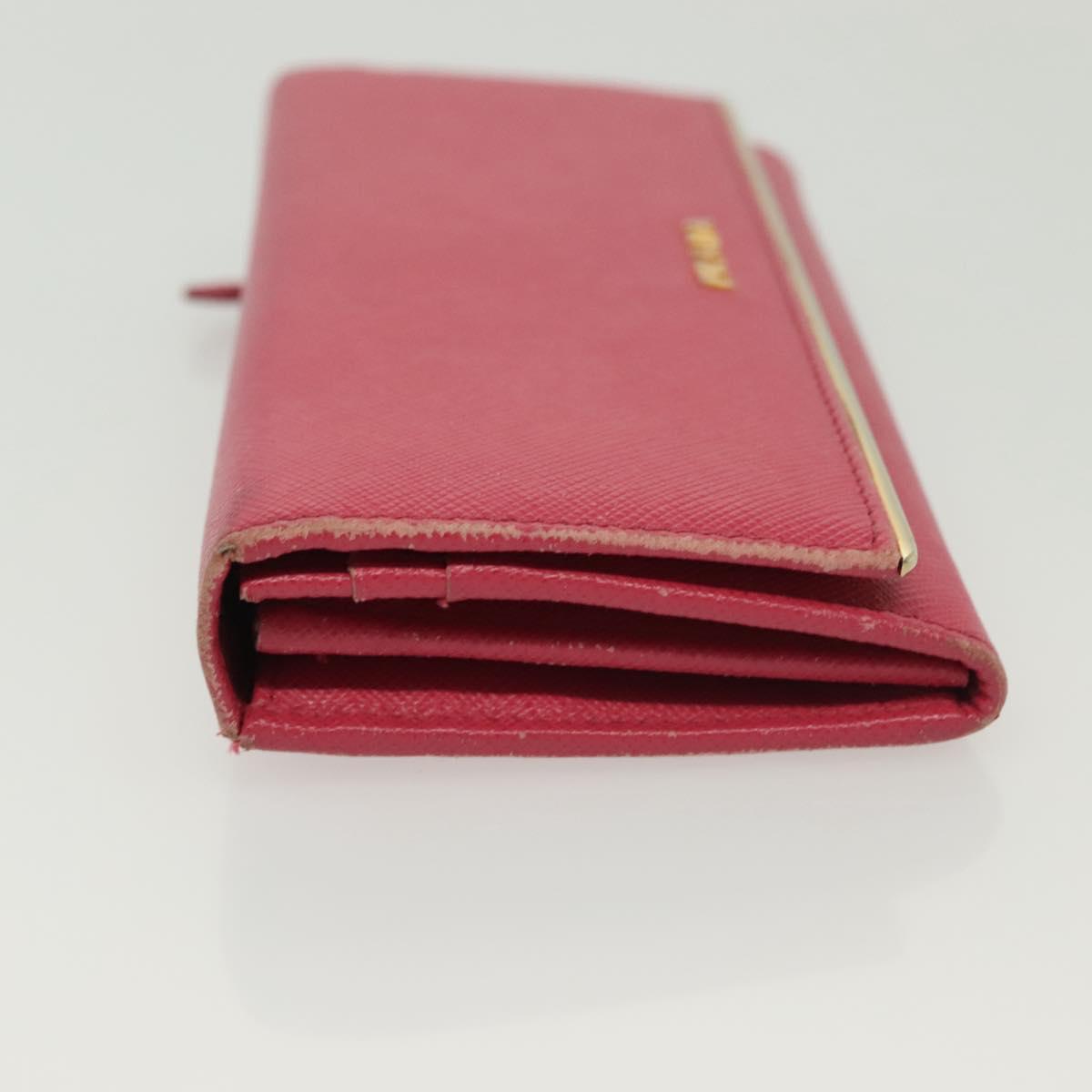 PRADA Long Wallet Safiano leather Pink Gold Auth sw1442