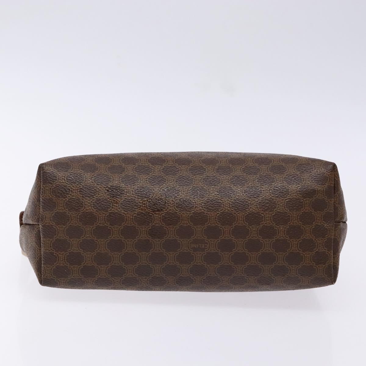 CELINE Macadam Canvas Pouch PVC Leather Brown Gold Auth sw1444
