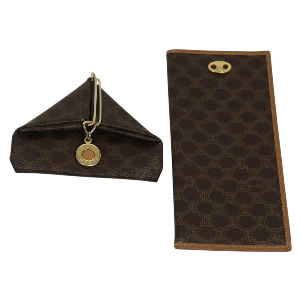 CELINE Macadam Canvas Wallet PVC 2Set Brown Auth sw1446
