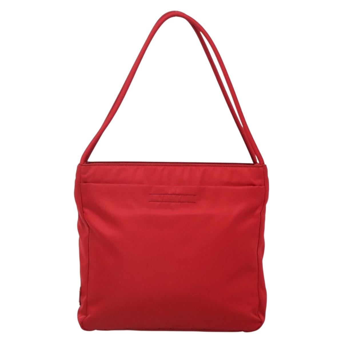 PRADA Tote Bag Nylon Red Auth SW1454