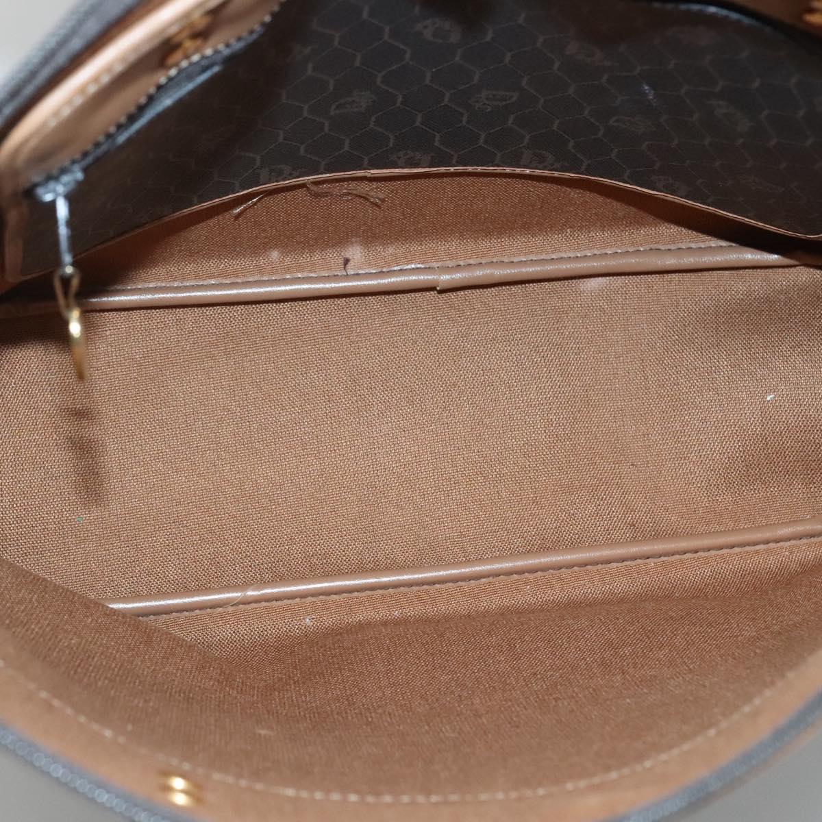 Christian Dior Honeycomb Canvas Tote Bag PVC Black Gold Auth SW1460