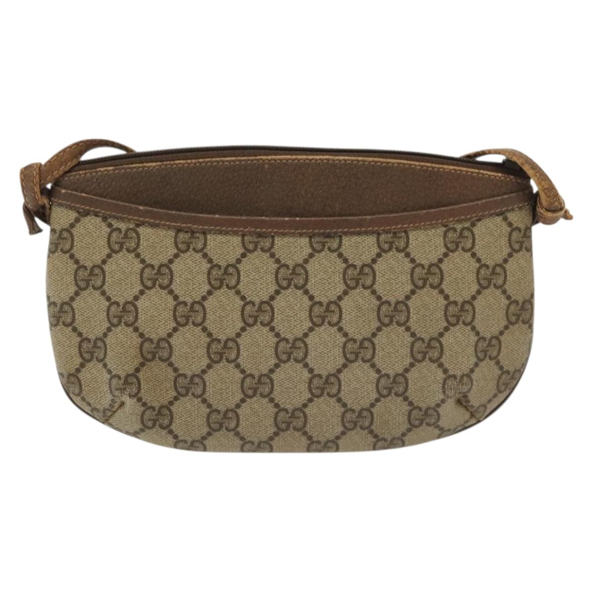 GUCCI GG Supreme Shoulder Bag PVC Beige Gold 904 02 020 Auth SW1461