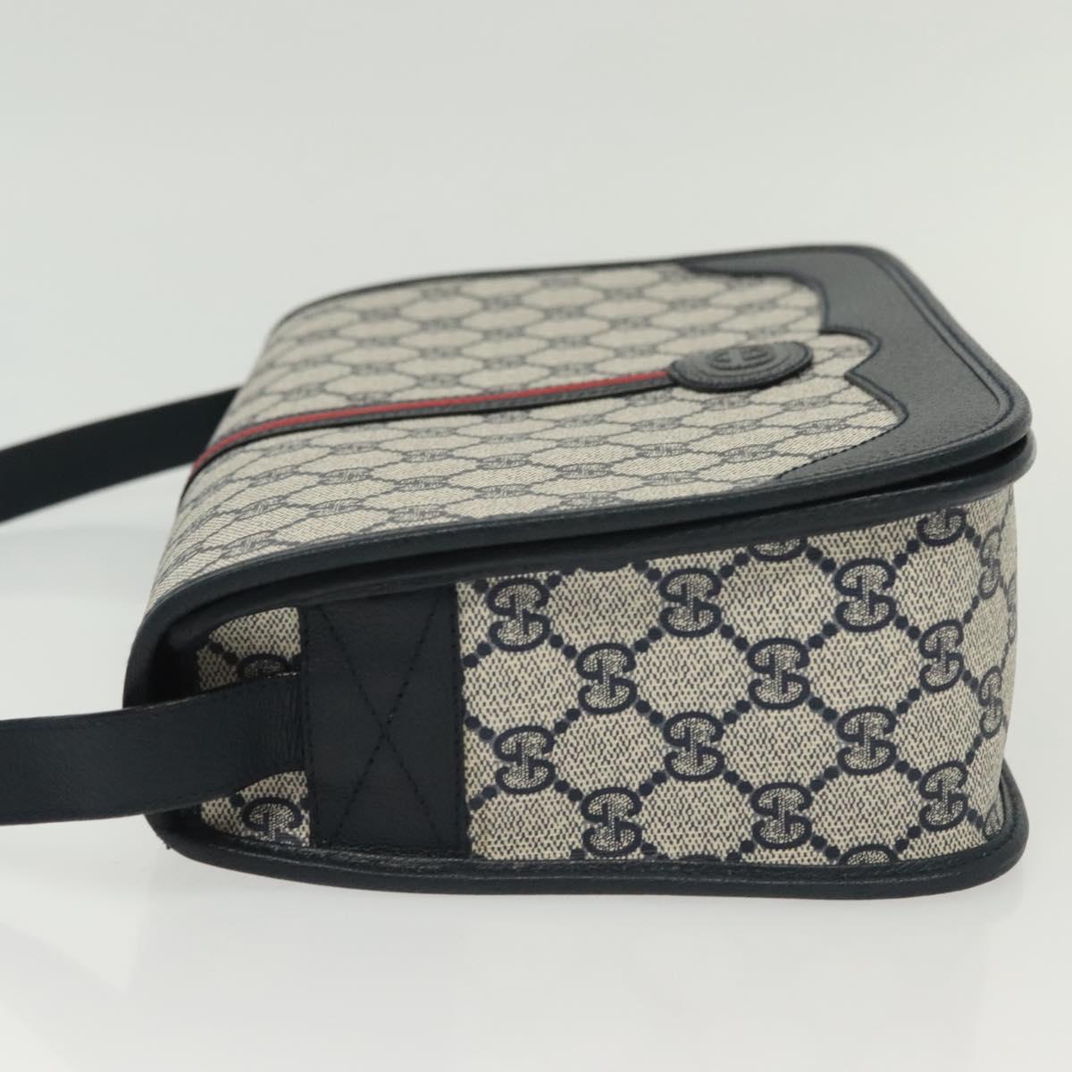 GUCCI GG Supreme Sherry Line Shoulder Bag PVC Navy Gold 001 113 0551 Auth SW1462