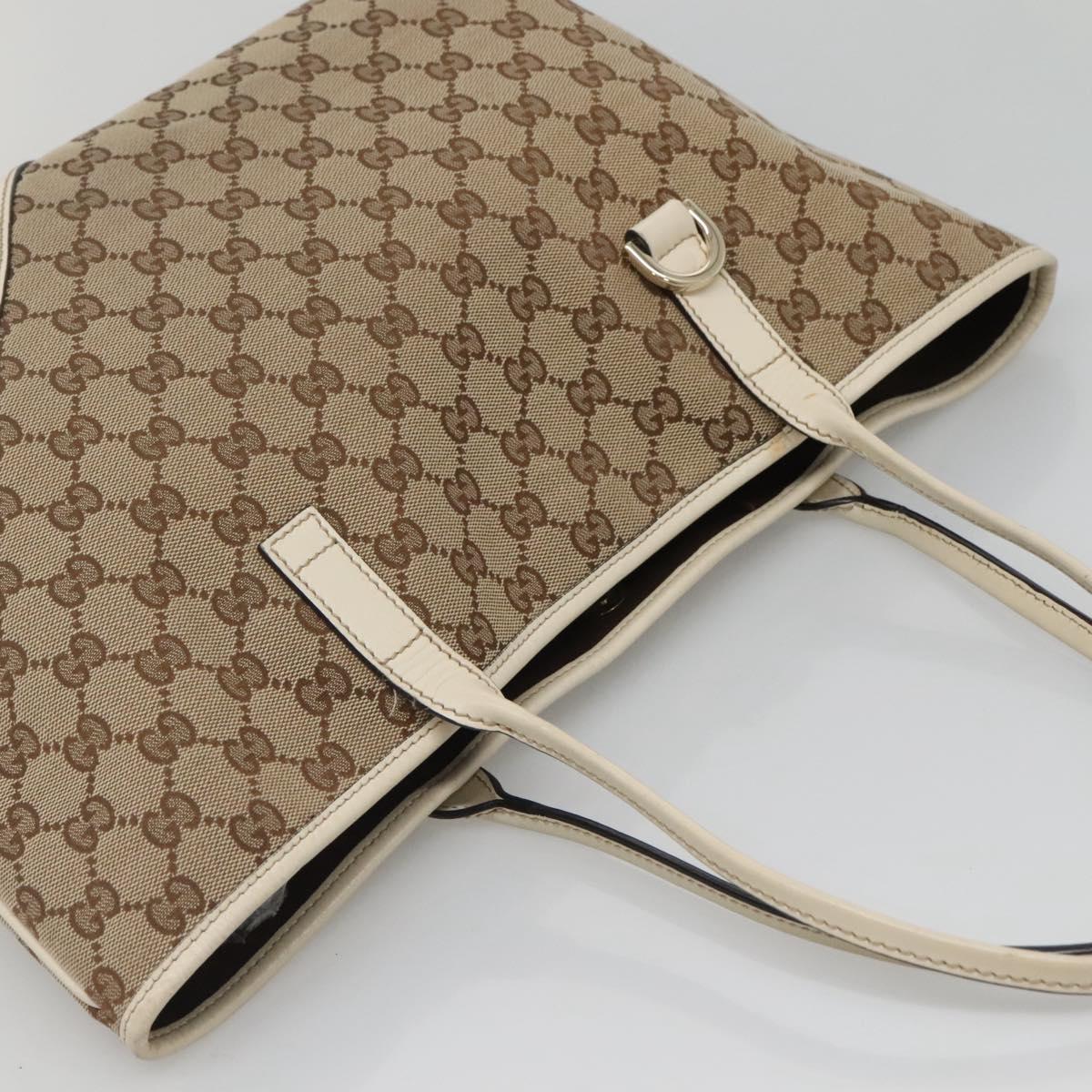 GUCCI GG Canvas Tote Bag Beige Gold 169946 Auth SW1470