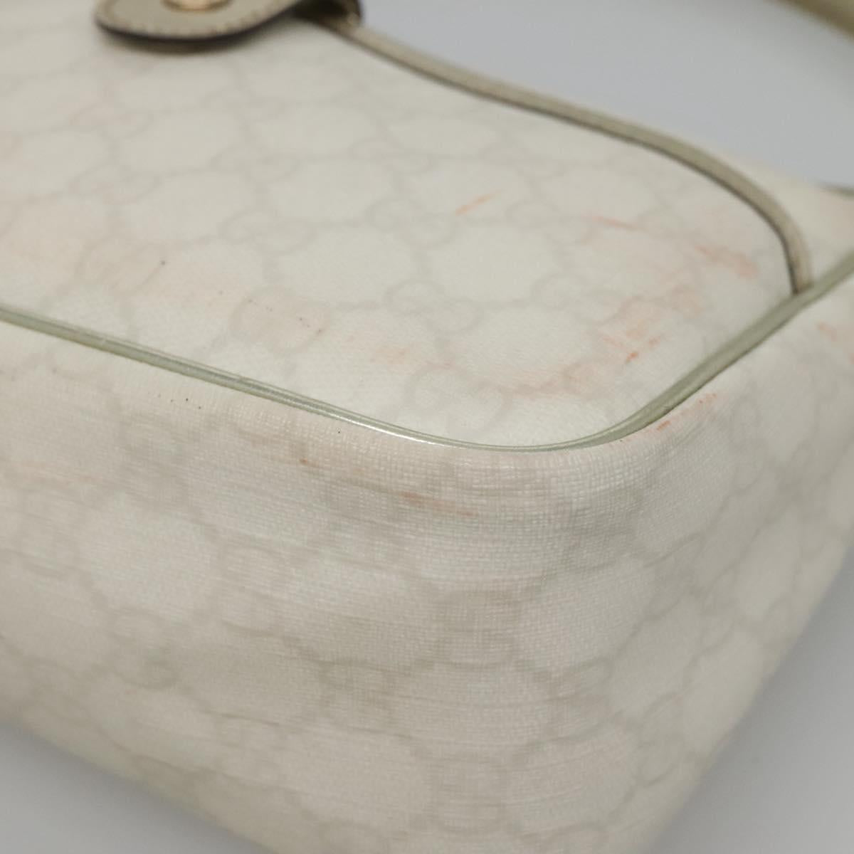 GUCCI GG Supreme Shoulder Bag PVC White Gold 190258 Auth SW1471