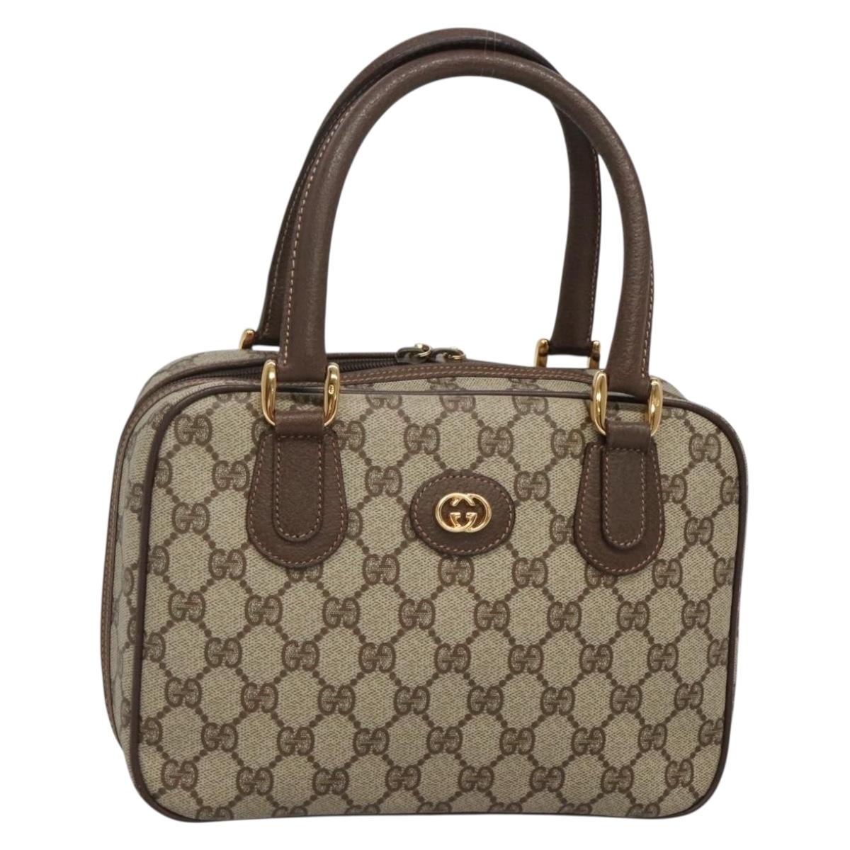 GUCCI GG Supreme Hand Bag PVC Beige Gold 000 58 6090 Auth SW1472