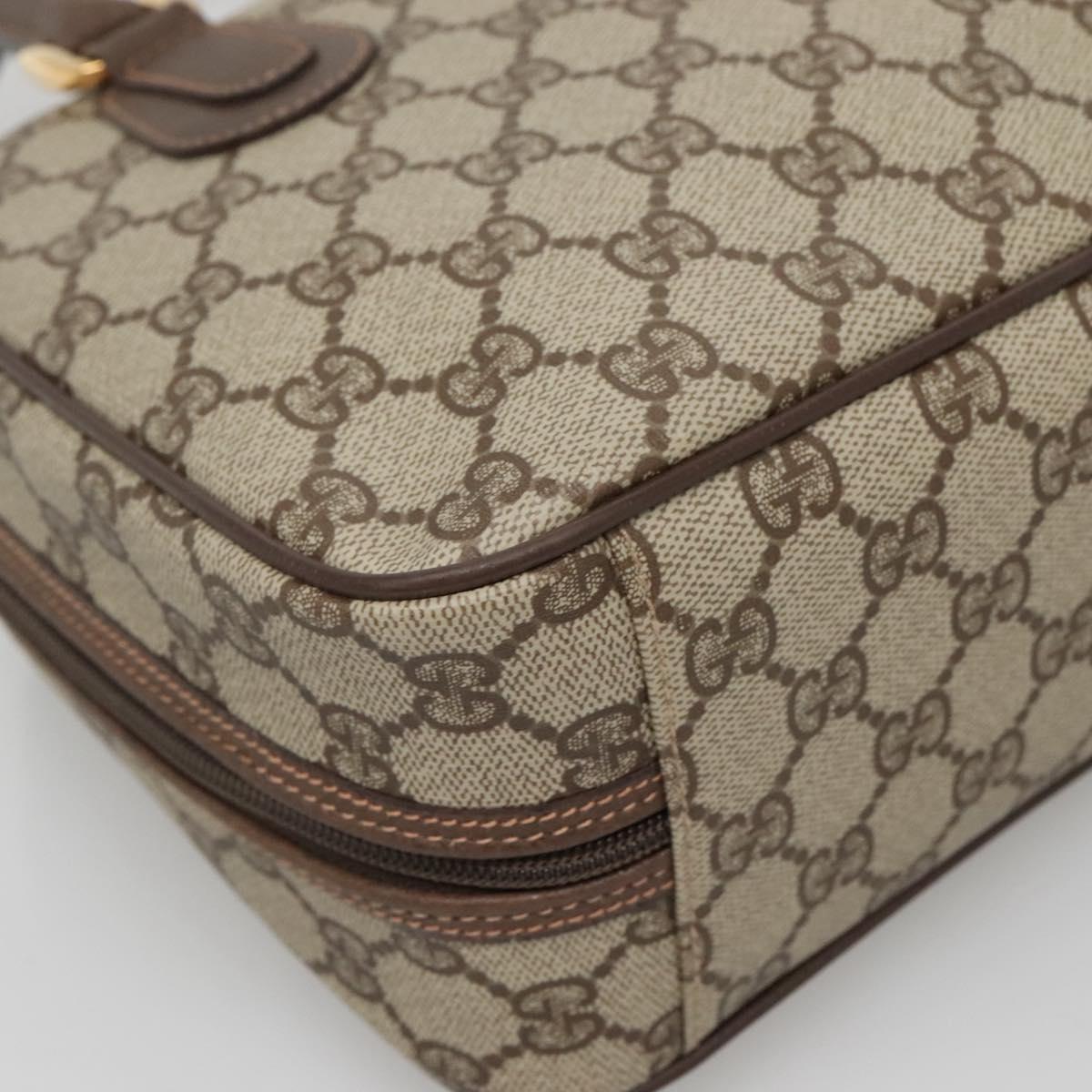 GUCCI GG Supreme Hand Bag PVC Beige Gold 000 58 6090 Auth SW1472