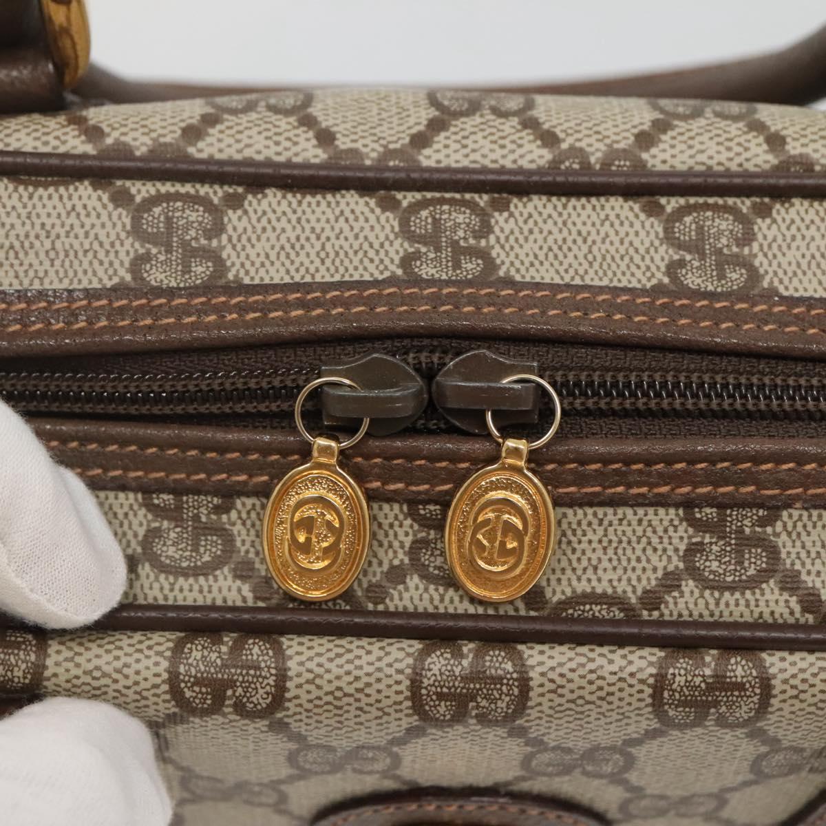 GUCCI GG Supreme Hand Bag PVC Beige Gold 000 58 6090 Auth SW1472