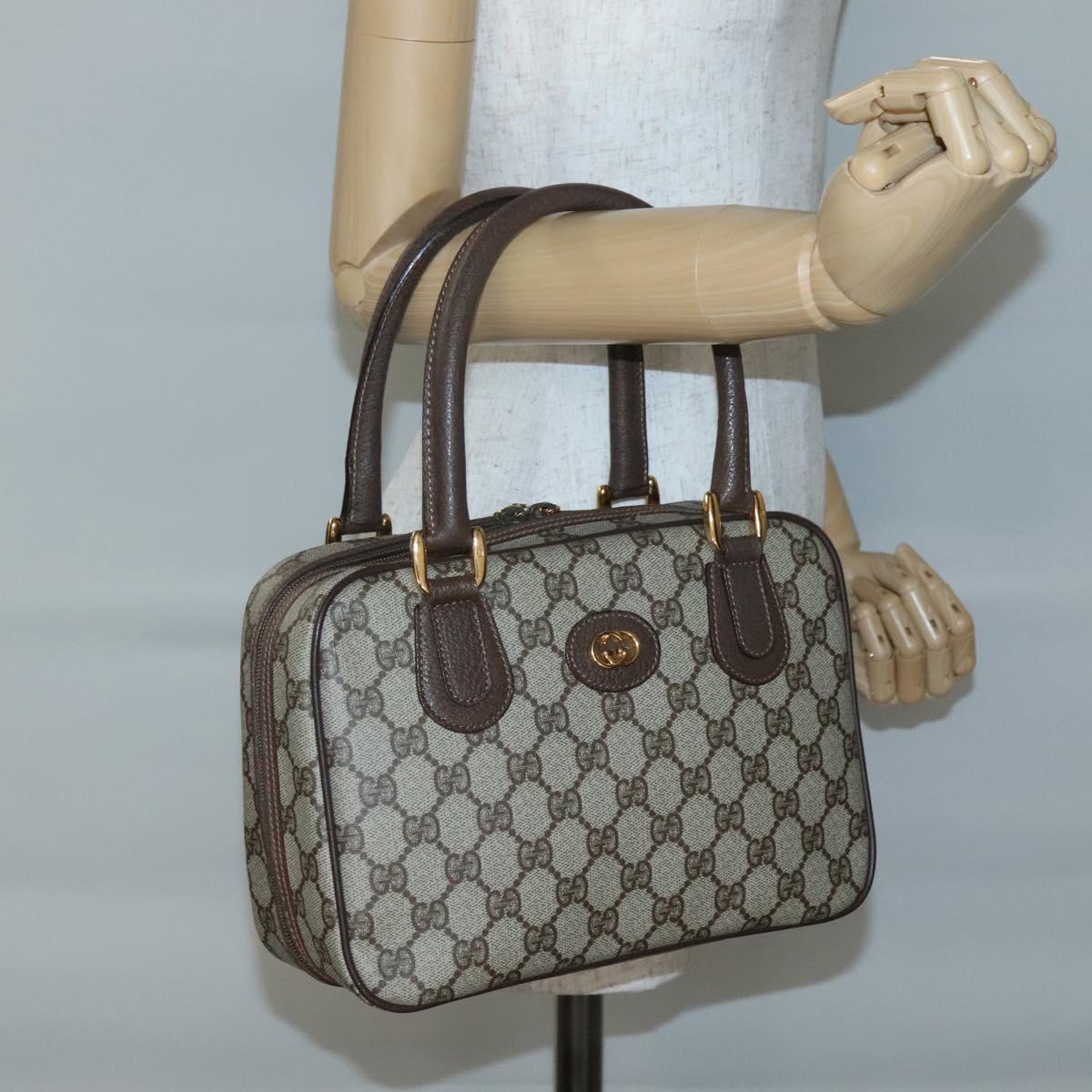 GUCCI GG Supreme Hand Bag PVC Beige Gold 000 58 6090 Auth SW1472
