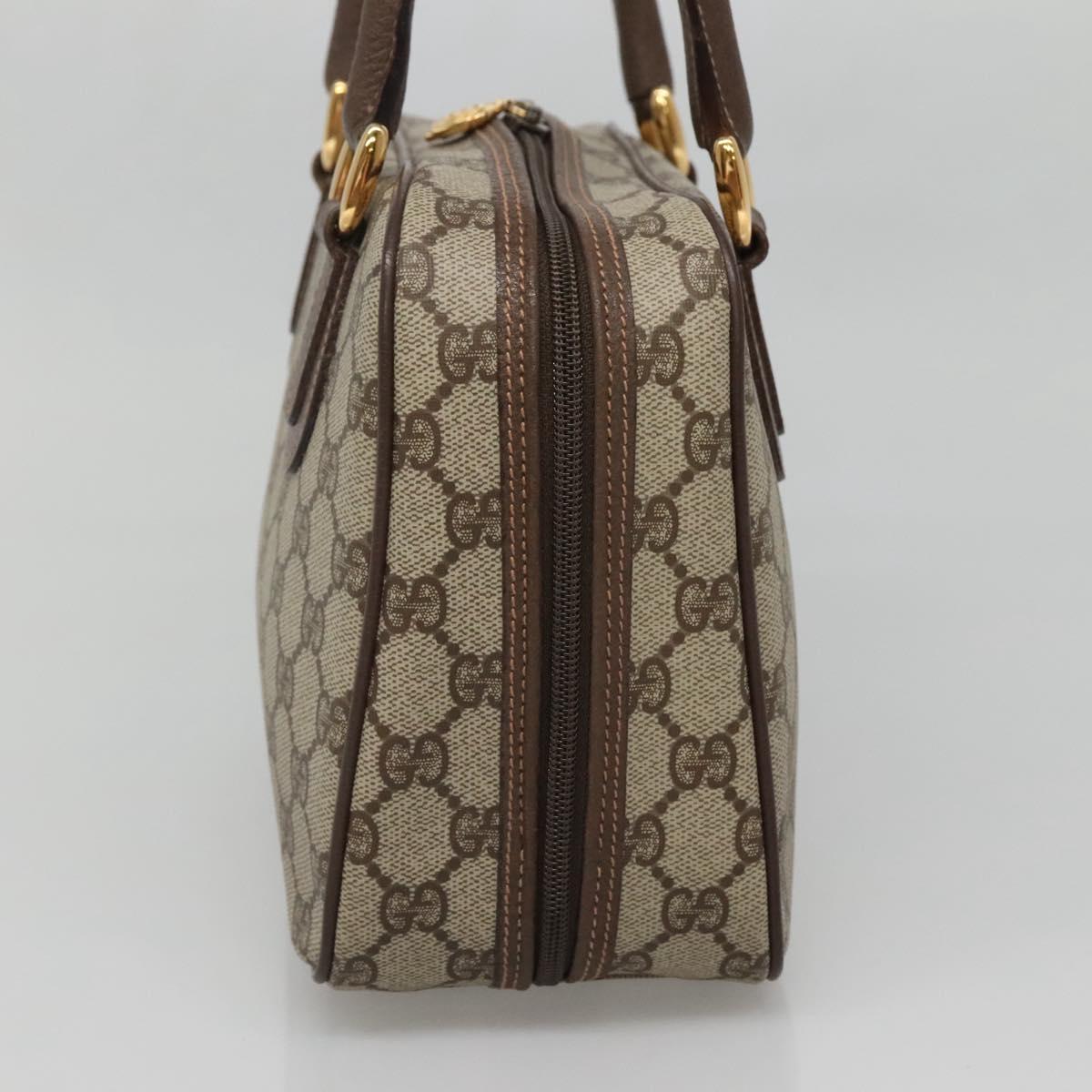 GUCCI GG Supreme Hand Bag PVC Beige Gold 000 58 6090 Auth SW1472