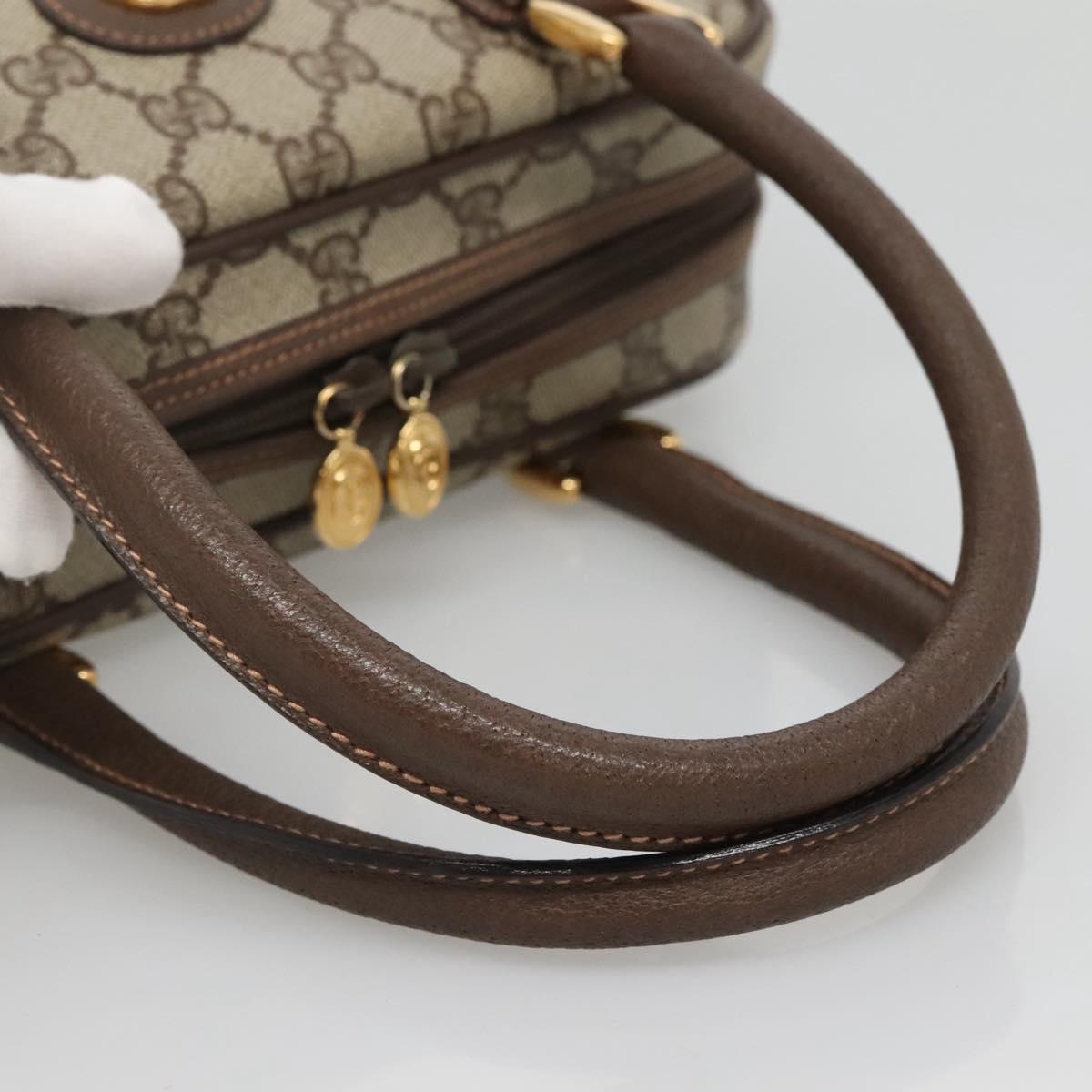 GUCCI GG Supreme Hand Bag PVC Beige Gold 000 58 6090 Auth SW1472
