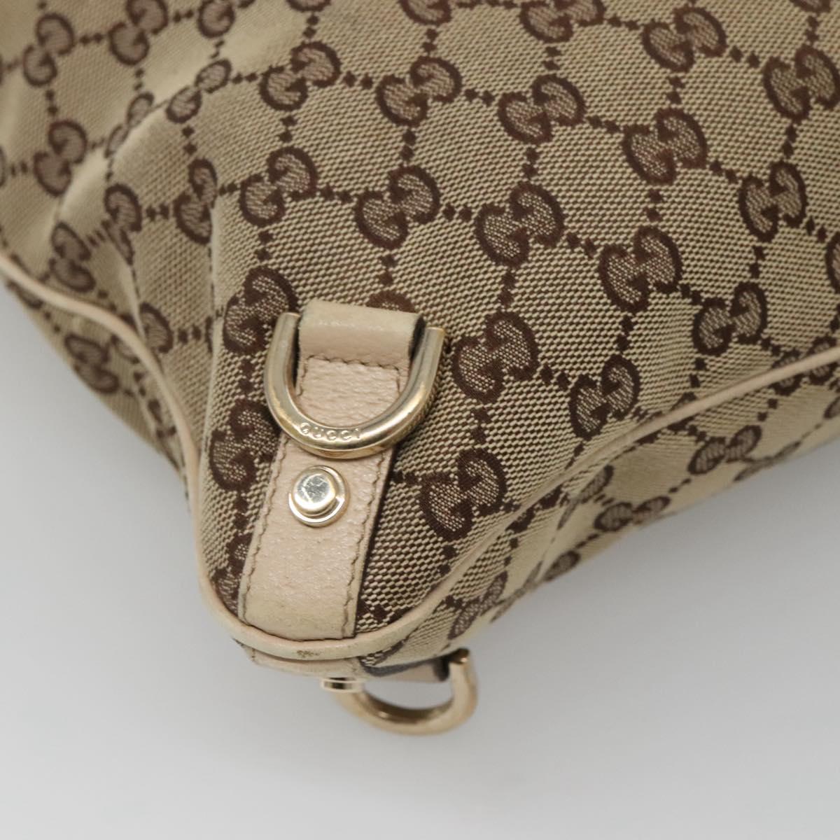 GUCCI GG Canvas Abbey Shoulder Bag Beige Gold 131326 Auth SW1474