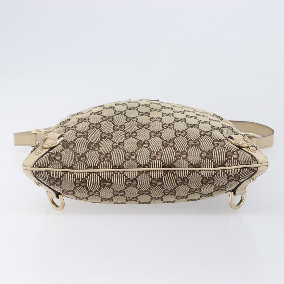 GUCCI GG Canvas Abbey Shoulder Bag Beige Gold 131326 Auth SW1474