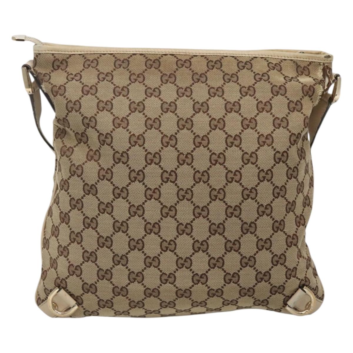 GUCCI GG Canvas Abbey Shoulder Bag Beige Gold 131326 Auth SW1474