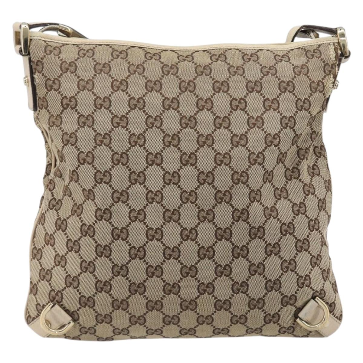 GUCCI GG Canvas Abbey Shoulder Bag Beige Gold 131326 Auth SW1474