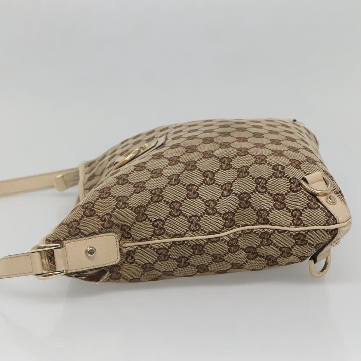 GUCCI GG Canvas Abbey Shoulder Bag Beige Gold 131326 Auth SW1474