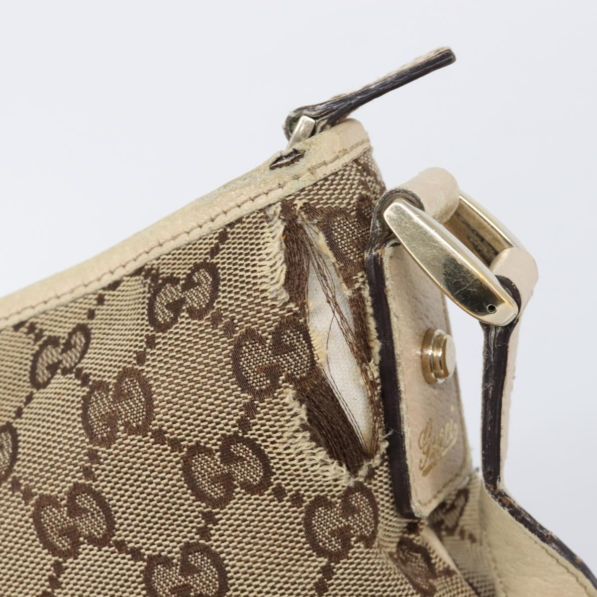GUCCI GG Canvas Abbey Shoulder Bag Beige Gold 131326 Auth SW1474