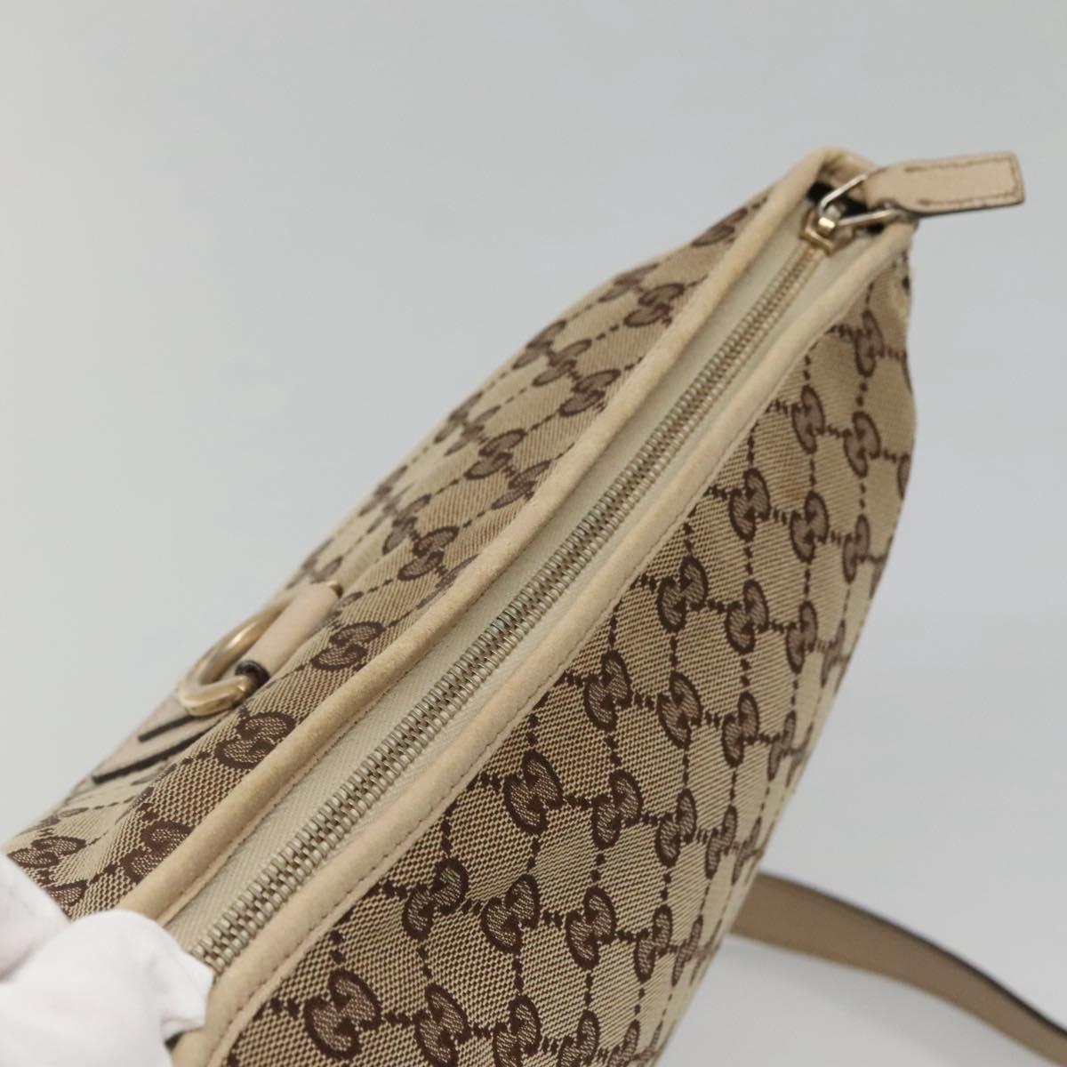 GUCCI GG Canvas Abbey Shoulder Bag Beige Gold 131326 Auth SW1474