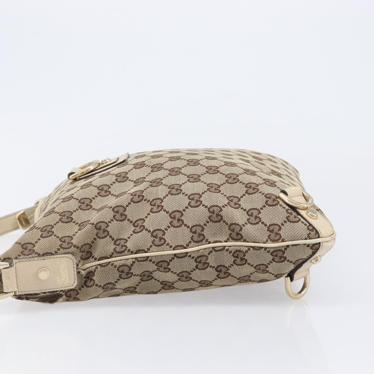 GUCCI GG Canvas Abbey Shoulder Bag Beige Gold 131326 Auth SW1474