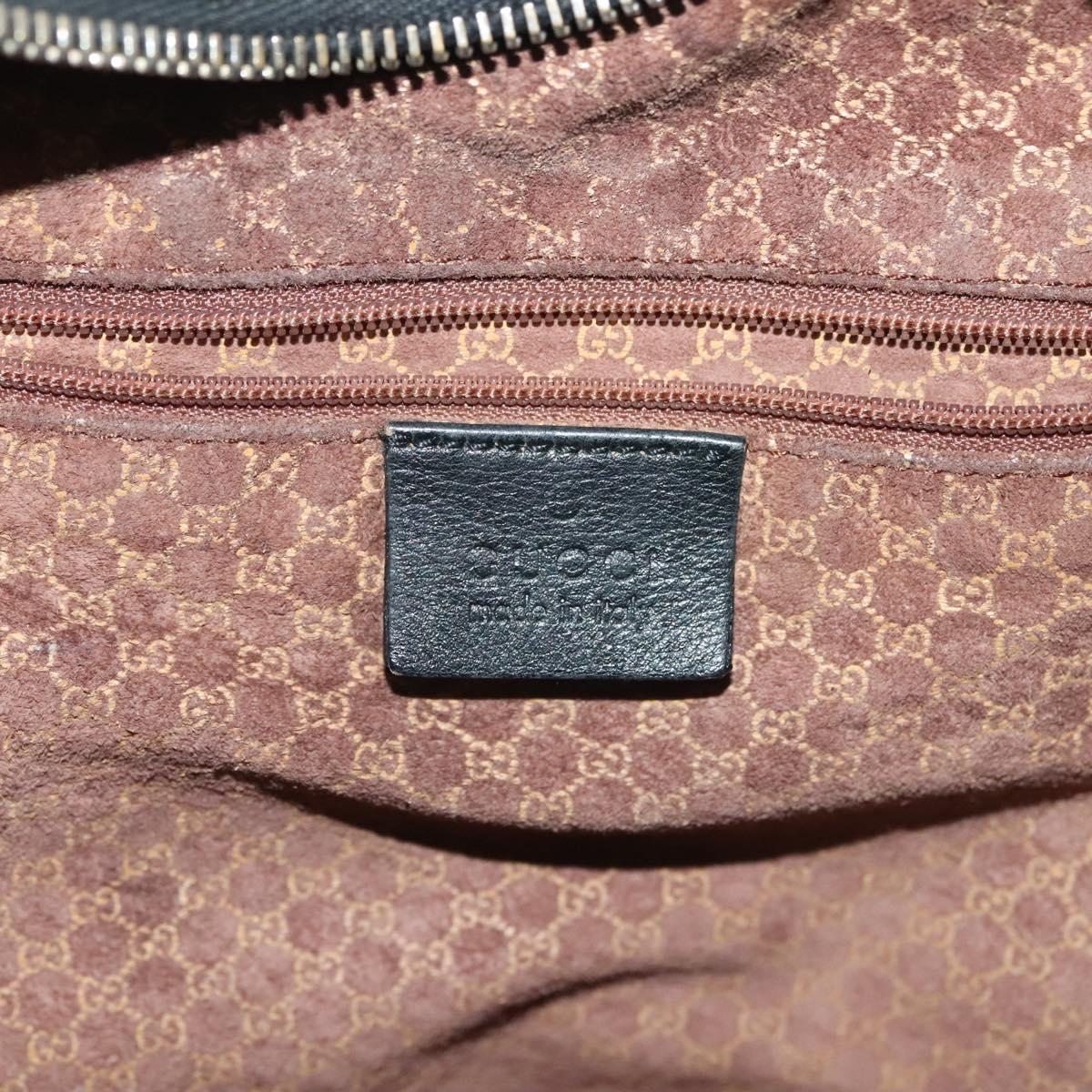 GUCCI Shoulder Bag Leather Black Gold 73885 Auth SW1477