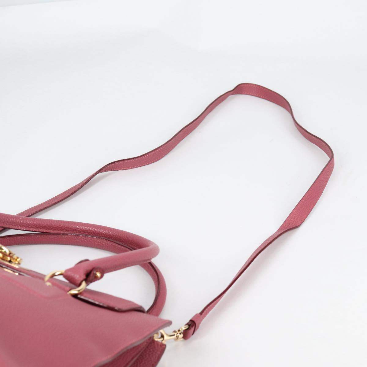 Salvatore Ferragamo Gancini Hand Bag Leather 2way Pink Gold Auth SW1488V