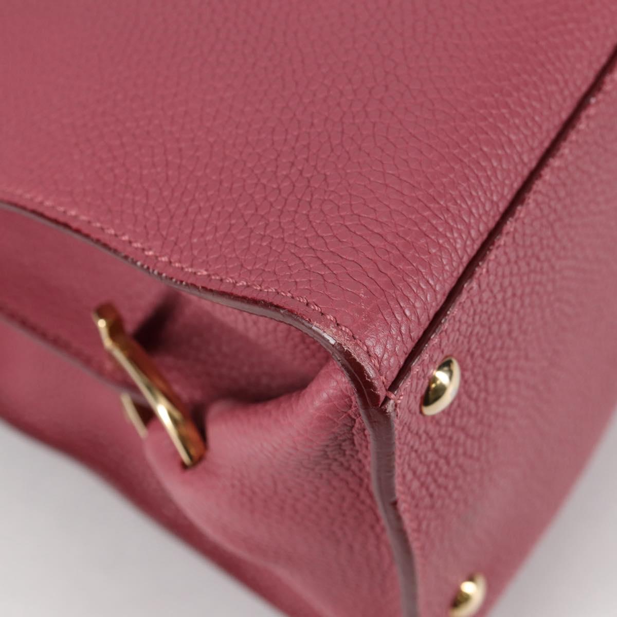 Salvatore Ferragamo Gancini Hand Bag Leather 2way Pink Gold Auth SW1488V