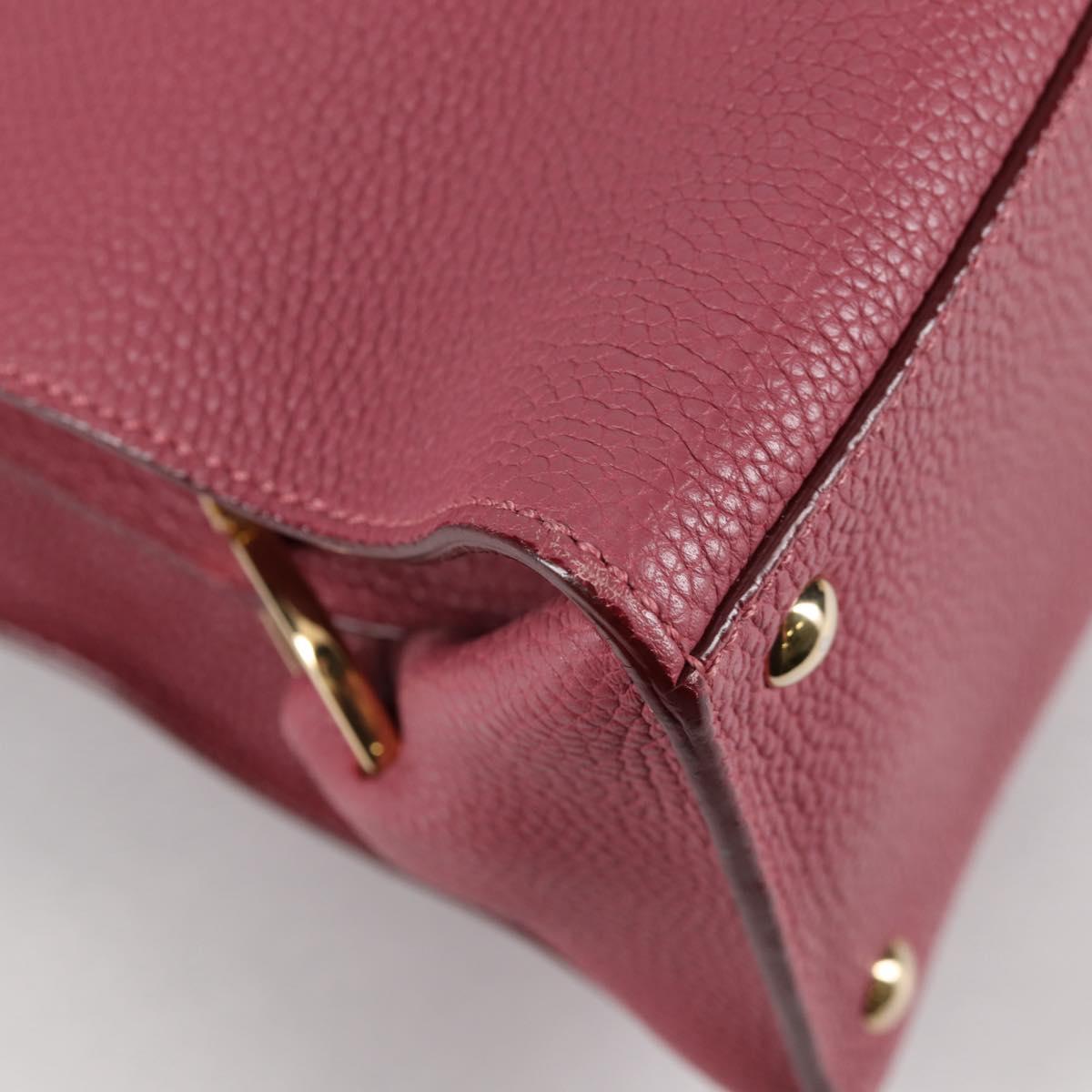 Salvatore Ferragamo Gancini Hand Bag Leather 2way Pink Gold Auth SW1488V