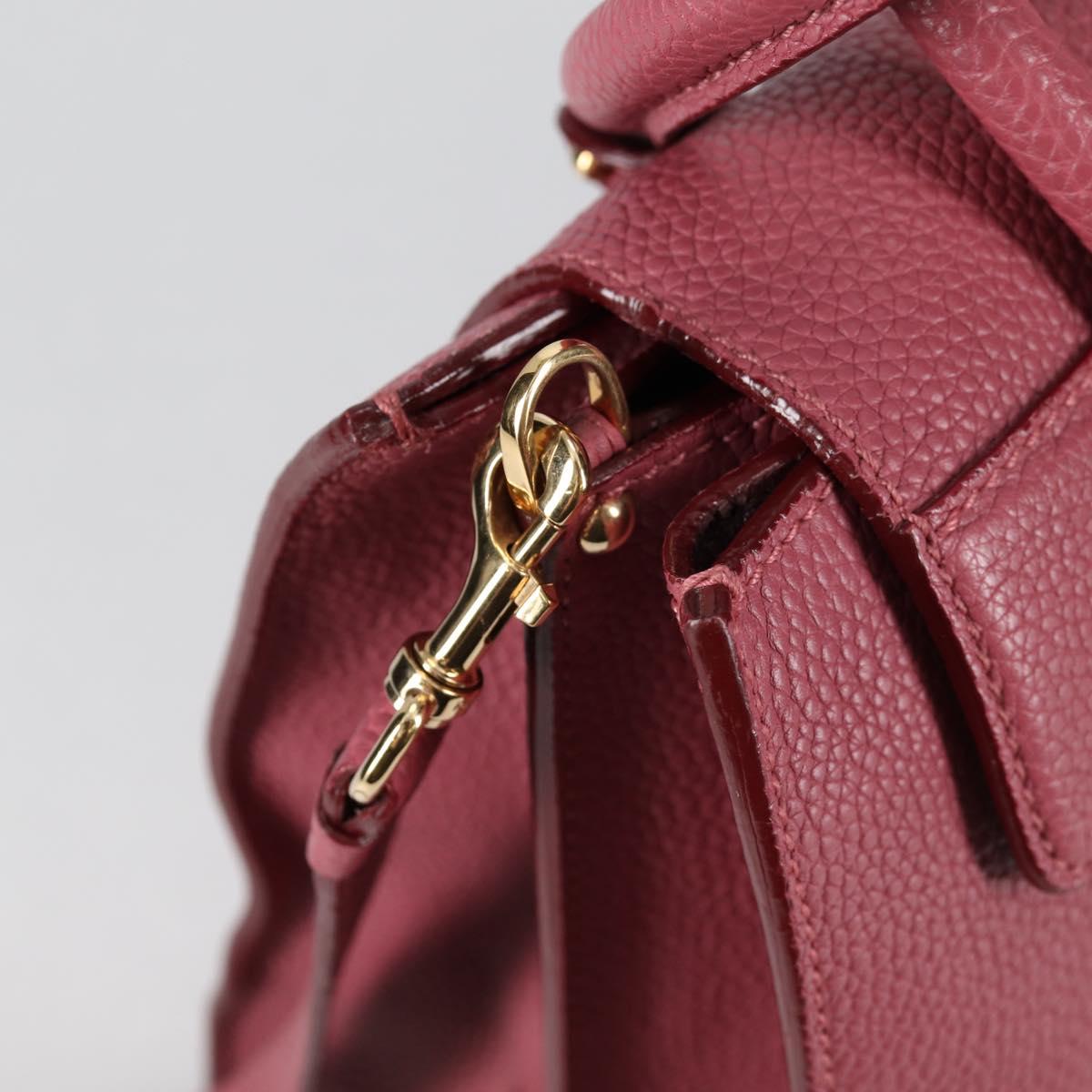 Salvatore Ferragamo Gancini Hand Bag Leather 2way Pink Gold Auth SW1488V