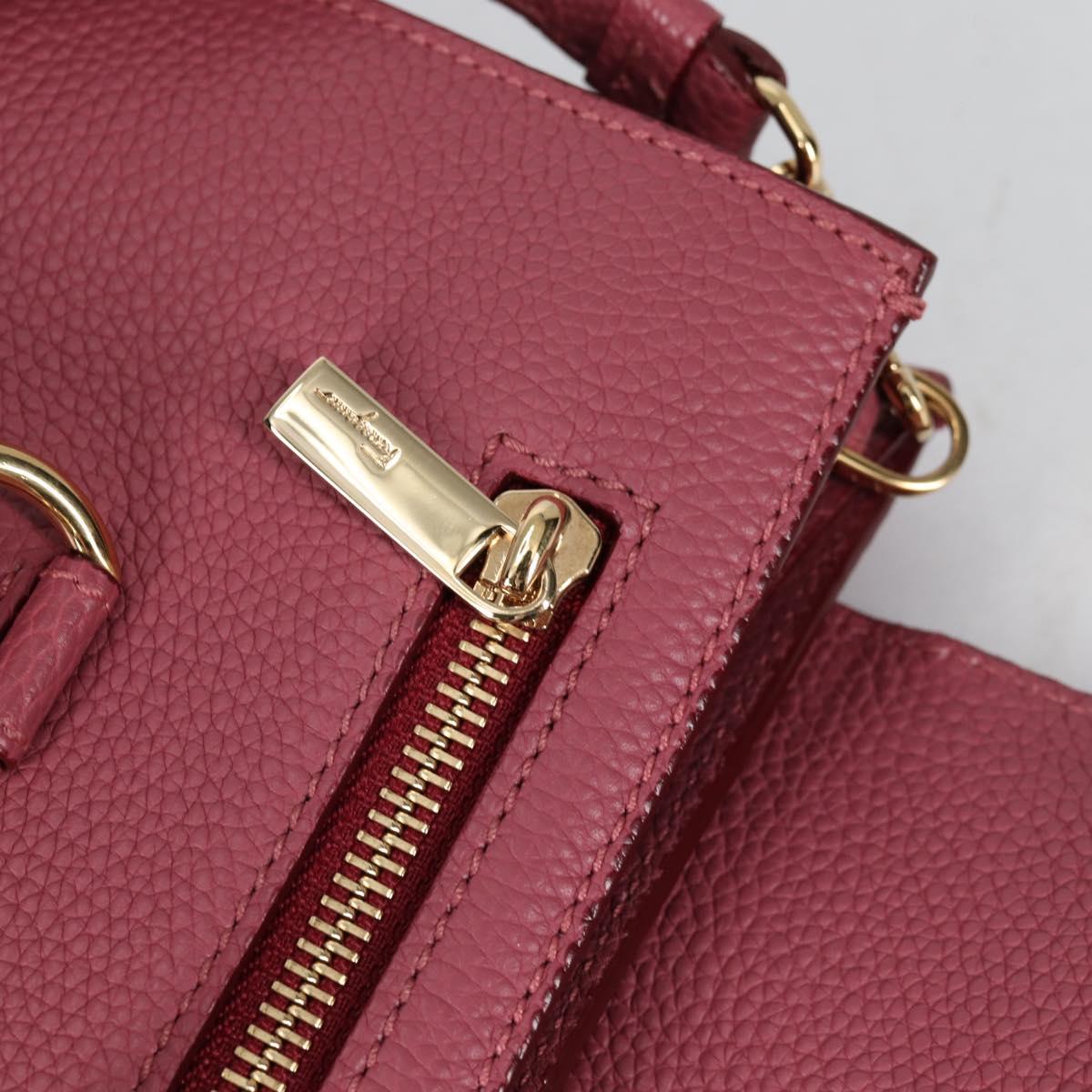 Salvatore Ferragamo Gancini Hand Bag Leather 2way Pink Gold Auth SW1488V