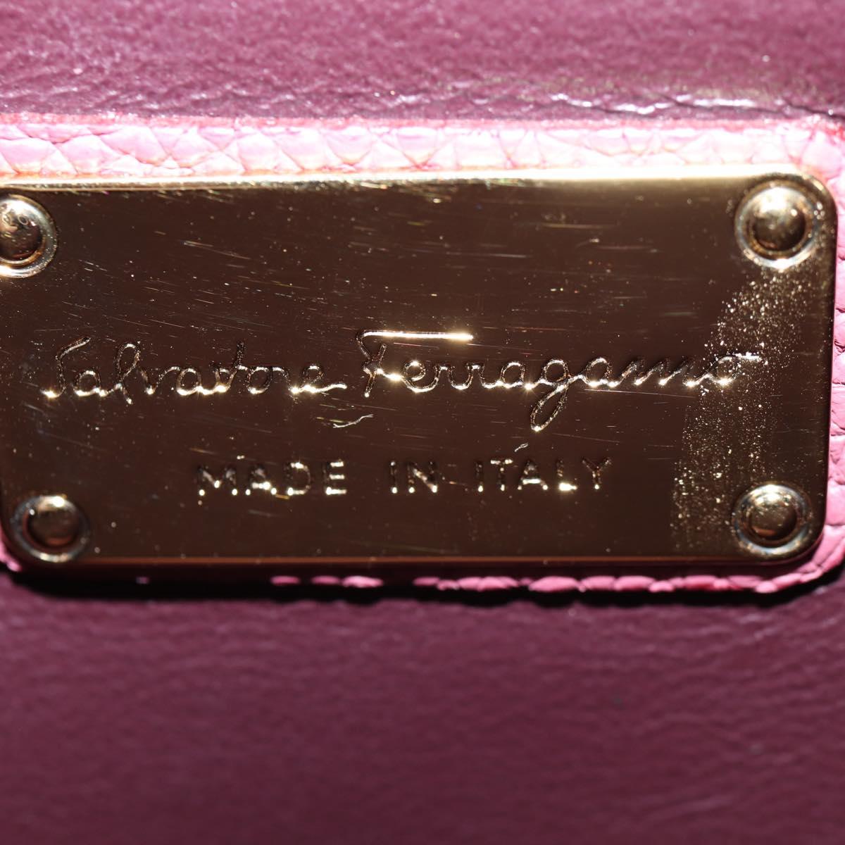Salvatore Ferragamo Gancini Hand Bag Leather 2way Pink Gold Auth SW1488V