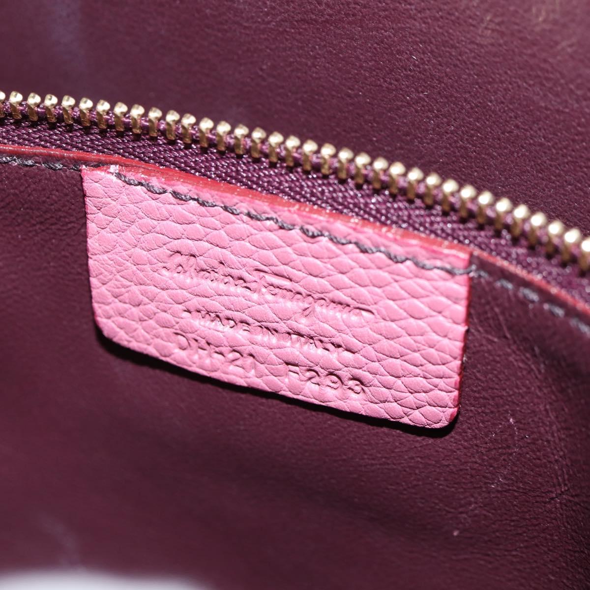 Salvatore Ferragamo Gancini Hand Bag Leather 2way Pink Gold Auth SW1488V