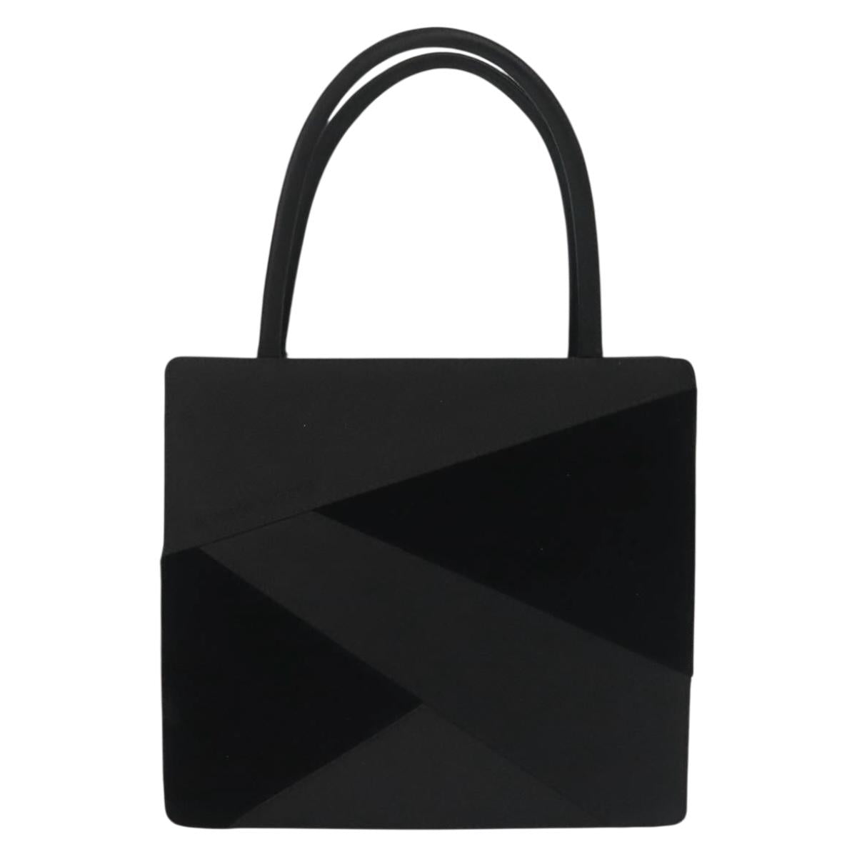 BOTTEGA VENETA Hand Bag Velor Black Silver Auth SW1491