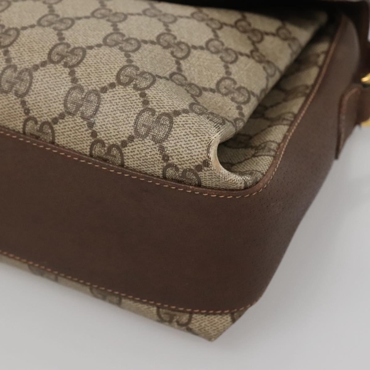 GUCCI GG Supreme Web Sherry Line Bag PVC Beige Gold 904 02 084 Auth SW1492