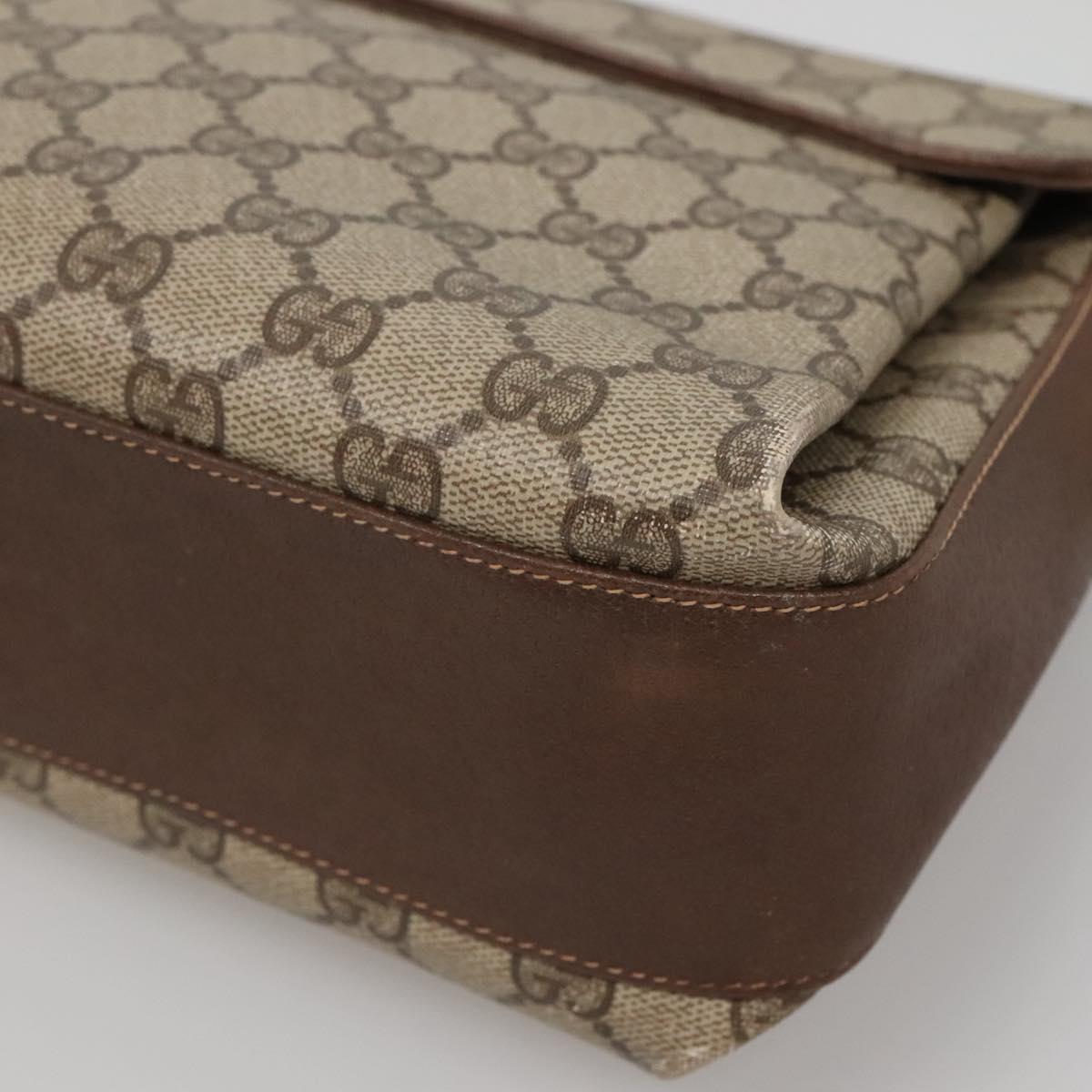 GUCCI GG Supreme Web Sherry Line Bag PVC Beige Gold 904 02 084 Auth SW1492