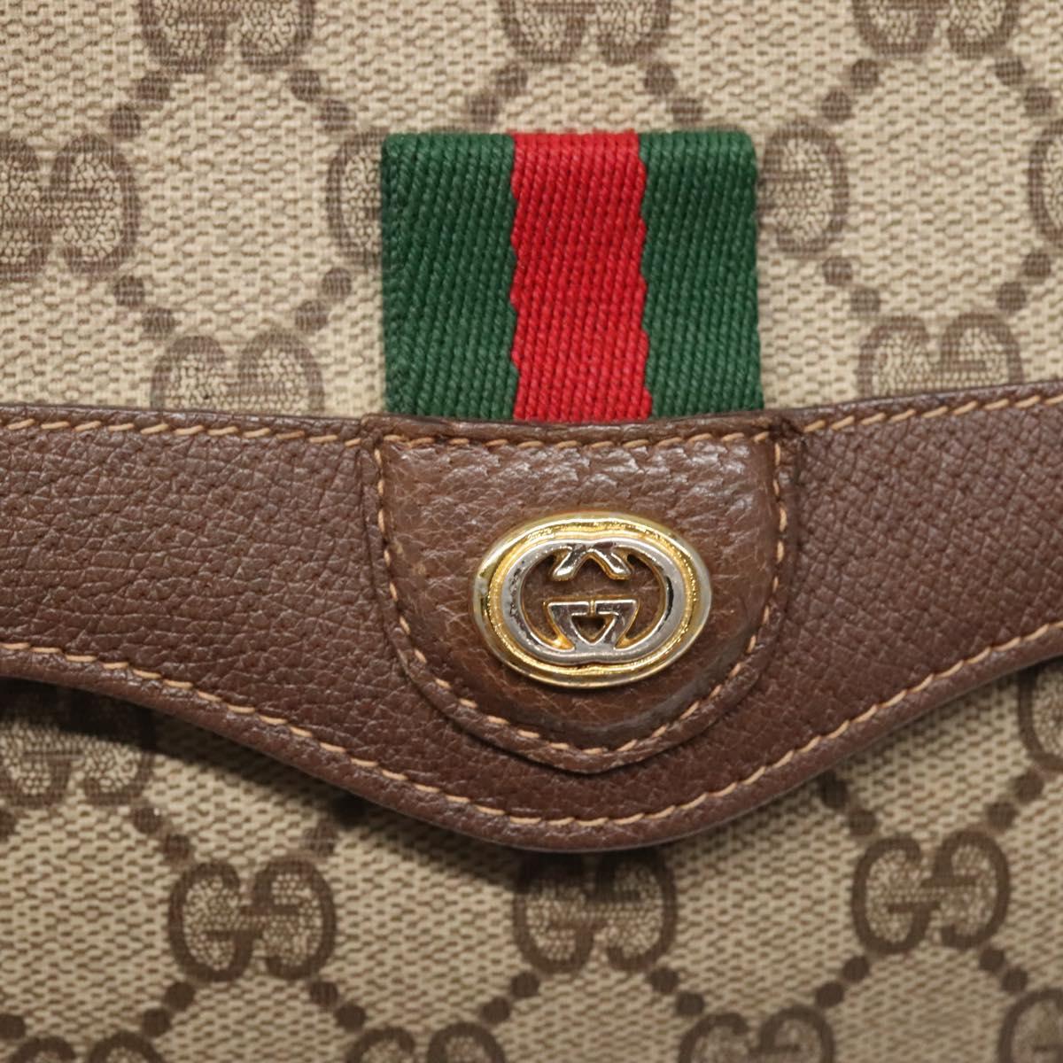 GUCCI GG Supreme Web Sherry Line Bag PVC Beige Gold 904 02 084 Auth SW1492