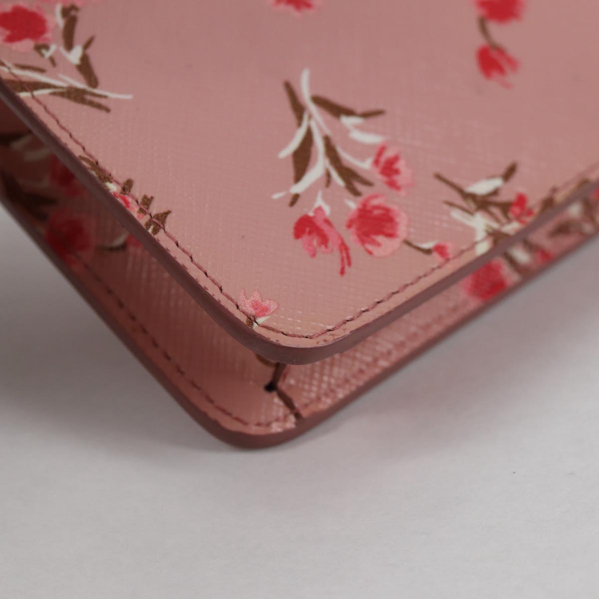 PRADA Chain Phone Case Leather Pink Silver Auth SW1495V