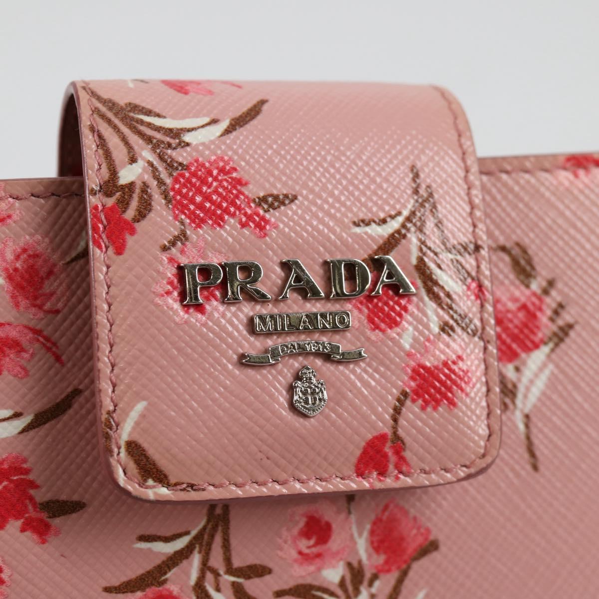 PRADA Chain Phone Case Leather Pink Silver Auth SW1495V