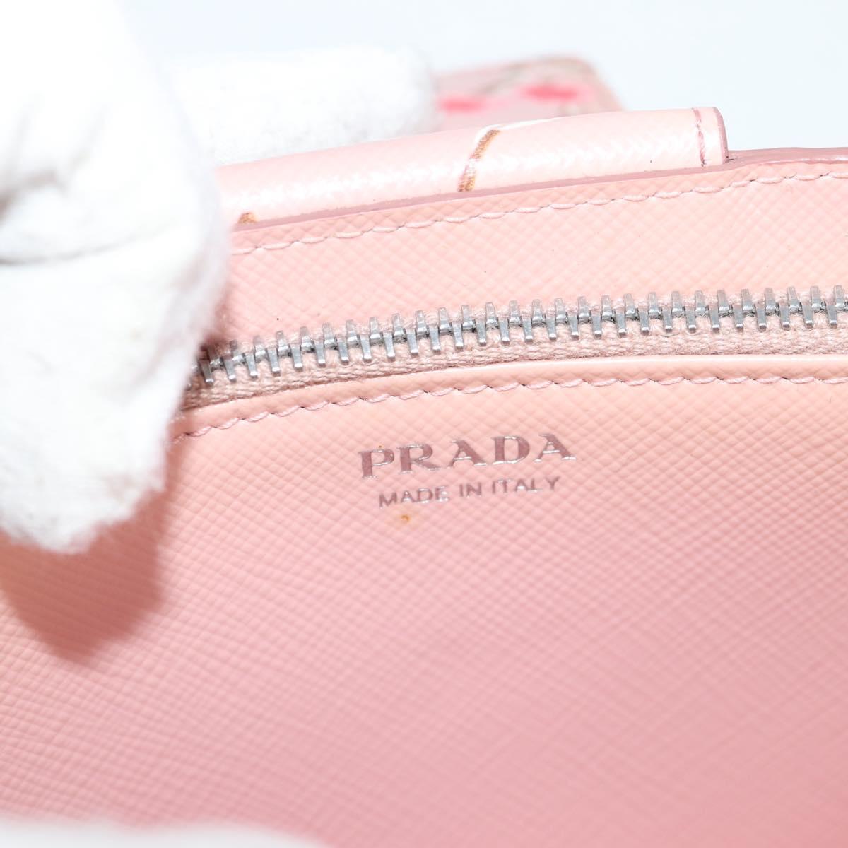 PRADA Chain Phone Case Leather Pink Silver Auth SW1495V