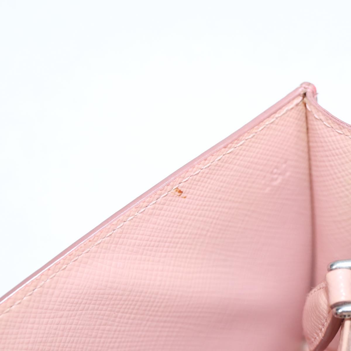 PRADA Chain Phone Case Leather Pink Silver Auth SW1495V