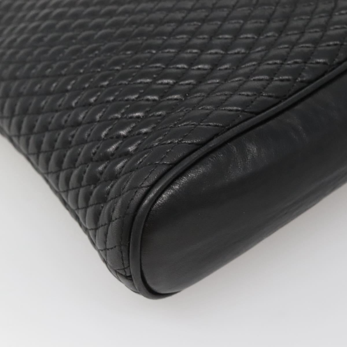 BALLY Chain Shoulder Bag Leather Black Gold Auth SW1496