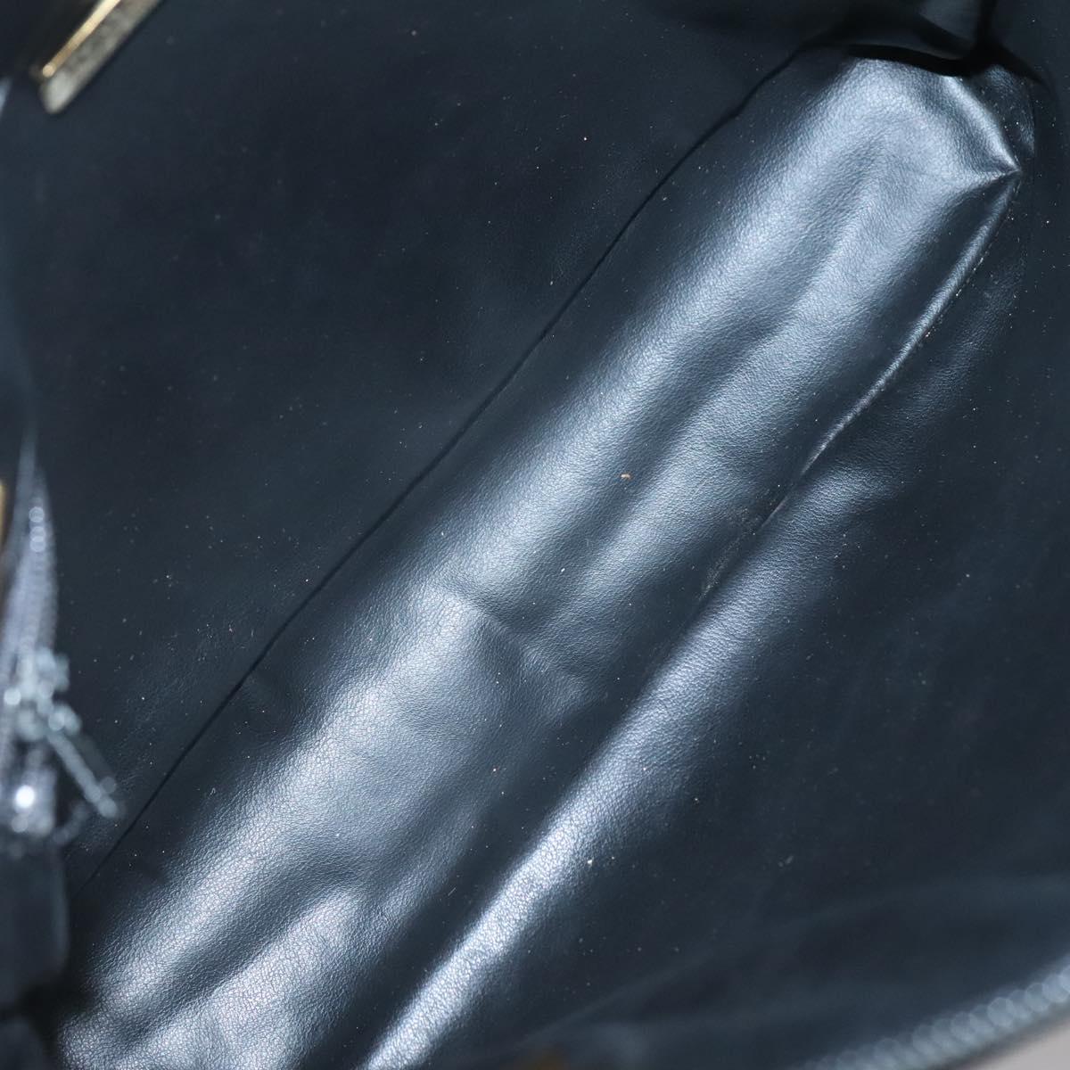 BALLY Chain Shoulder Bag Leather Black Gold Auth SW1496