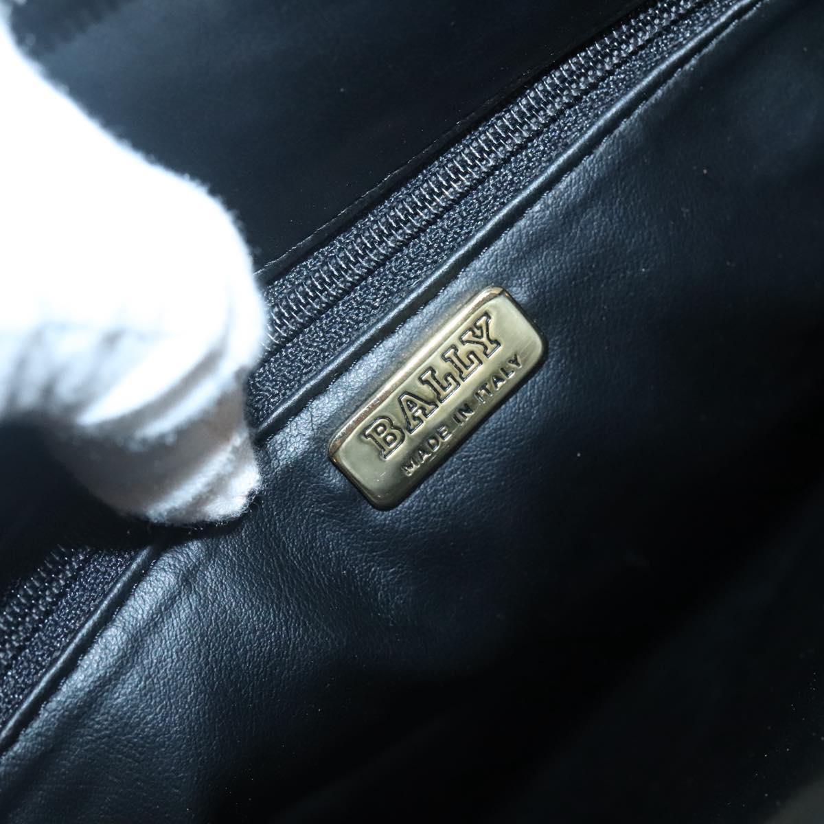 BALLY Chain Shoulder Bag Leather Black Gold Auth SW1496