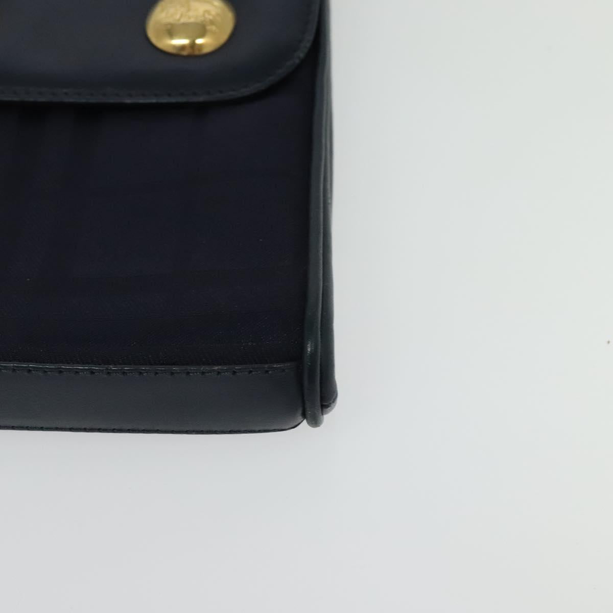 Burberrys Shoulder Bag Canvas Navy Gold Auth SW1499