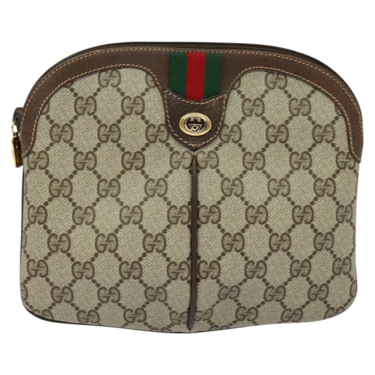 GUCCI GG Supreme Web Sherry Line Shoulder Bag PVC Beige 904 02 047 Auth sw151