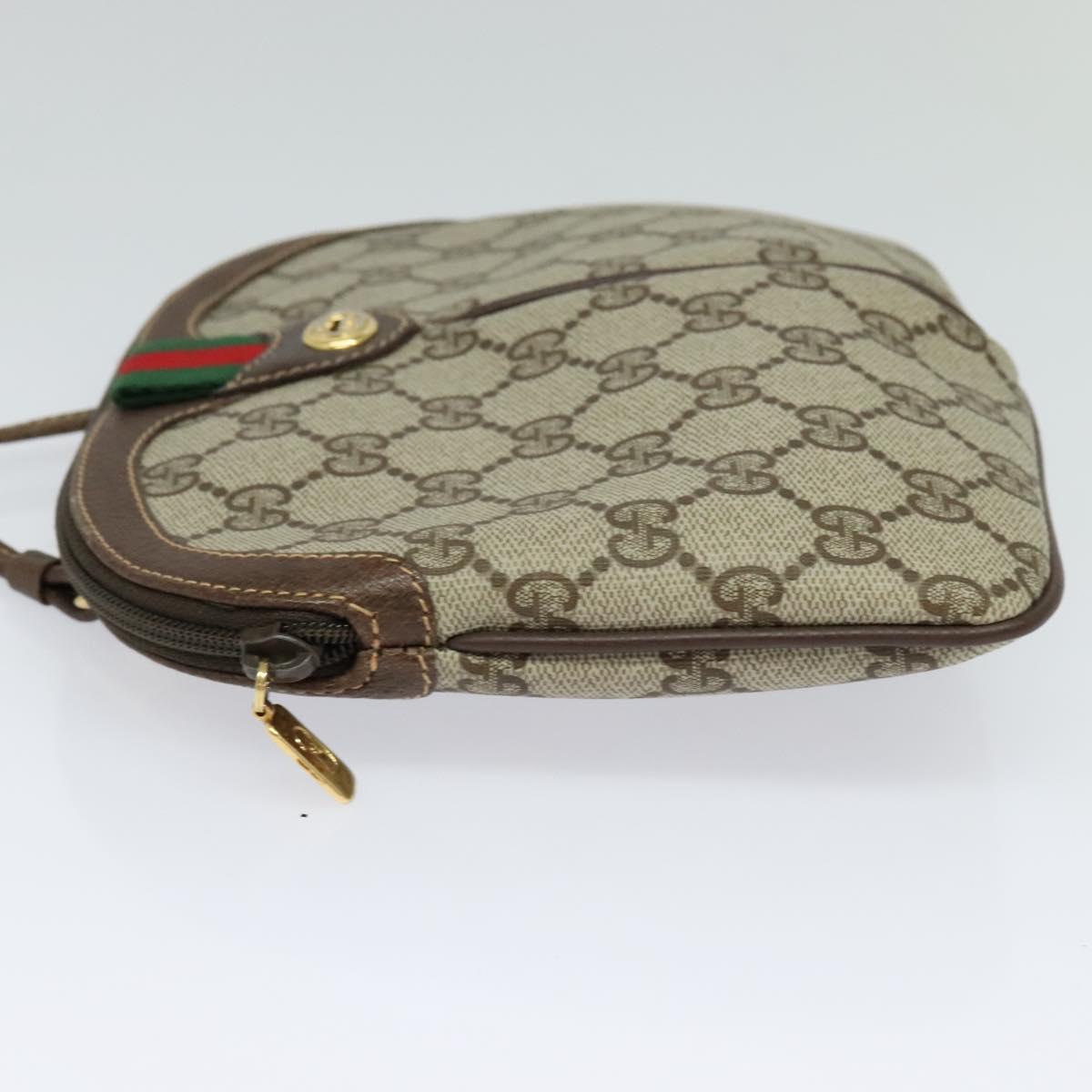 GUCCI GG Supreme Web Sherry Line Shoulder Bag PVC Beige 904 02 047 Auth sw151
